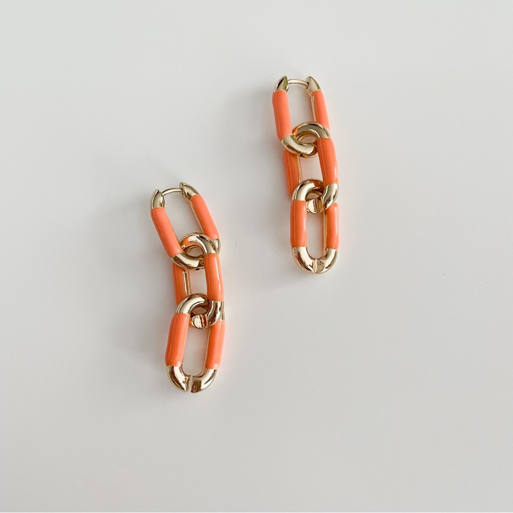 J. Crew Factory Enamel Link Statement Earrings (Sweet Marigold)